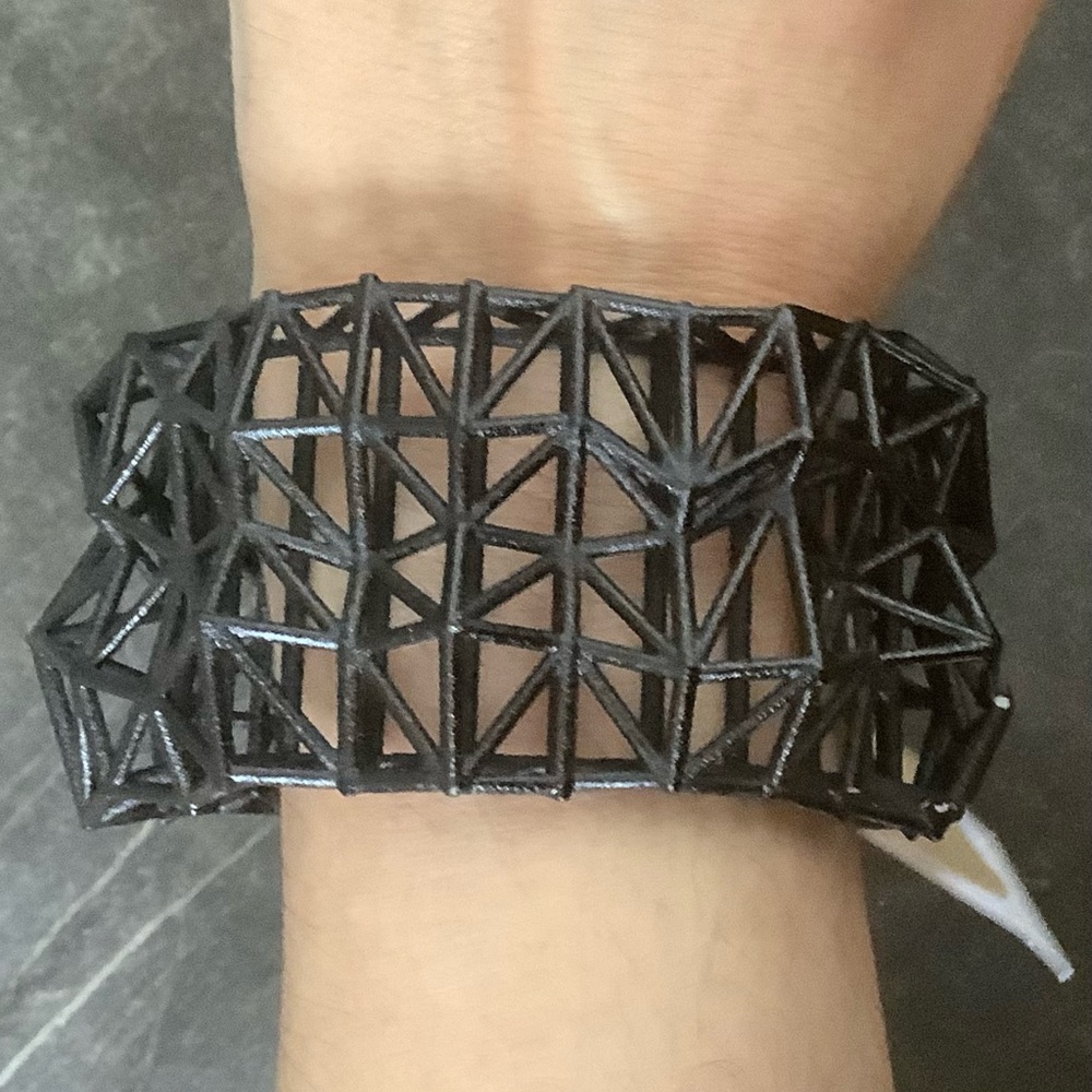 NEW Black geometric 3-D plastic cuff by Studio Archetype Z.